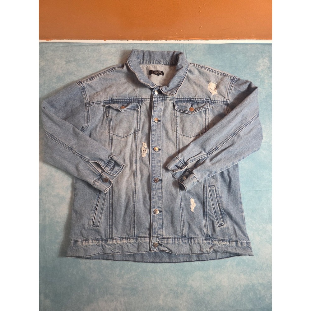denim 365 distressed trucker denim jacket size 18